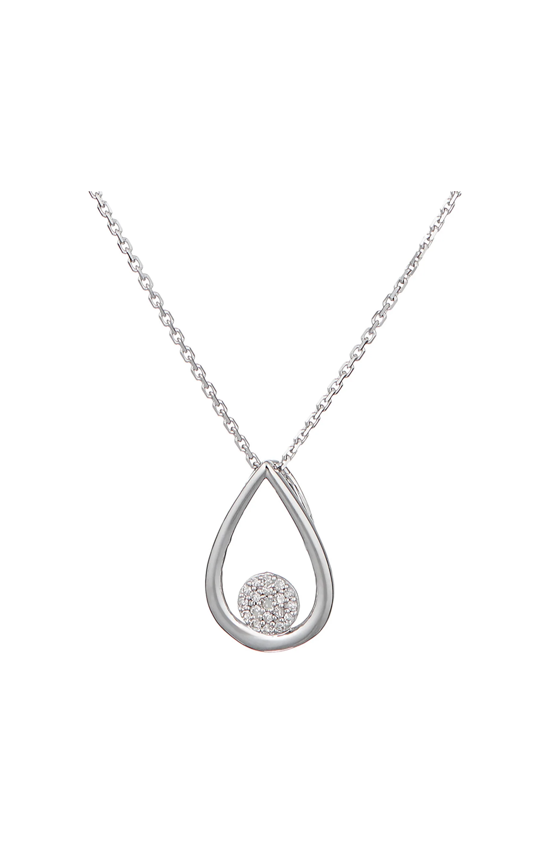 Pendentif Poire Deluxe - Or blanc 375/1000 & diamant