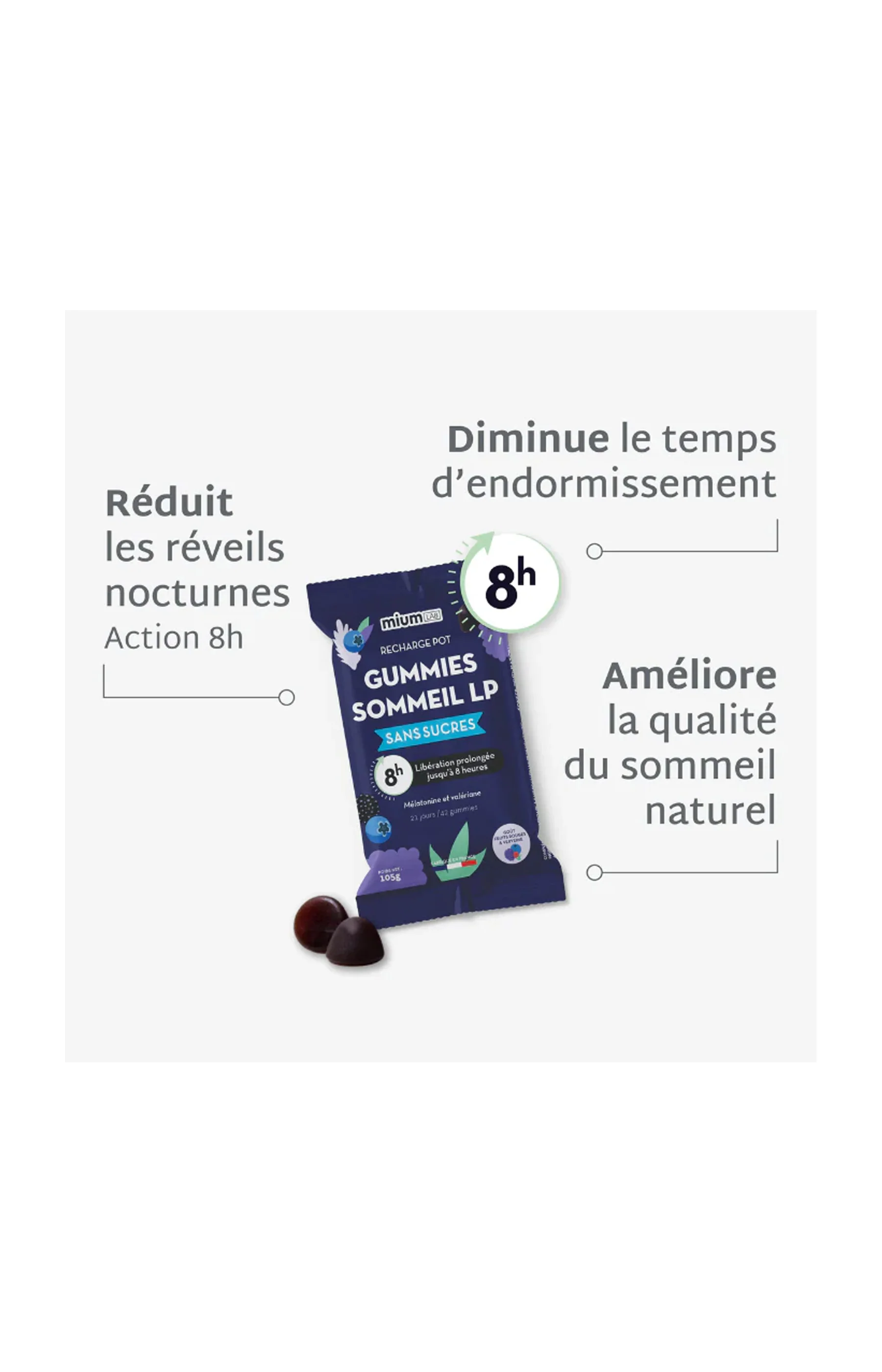 Recharge - Gummies Sommeil -  Anti réveils nocturnes - Fruits rouges et verveine - 1 mois - Image 2
