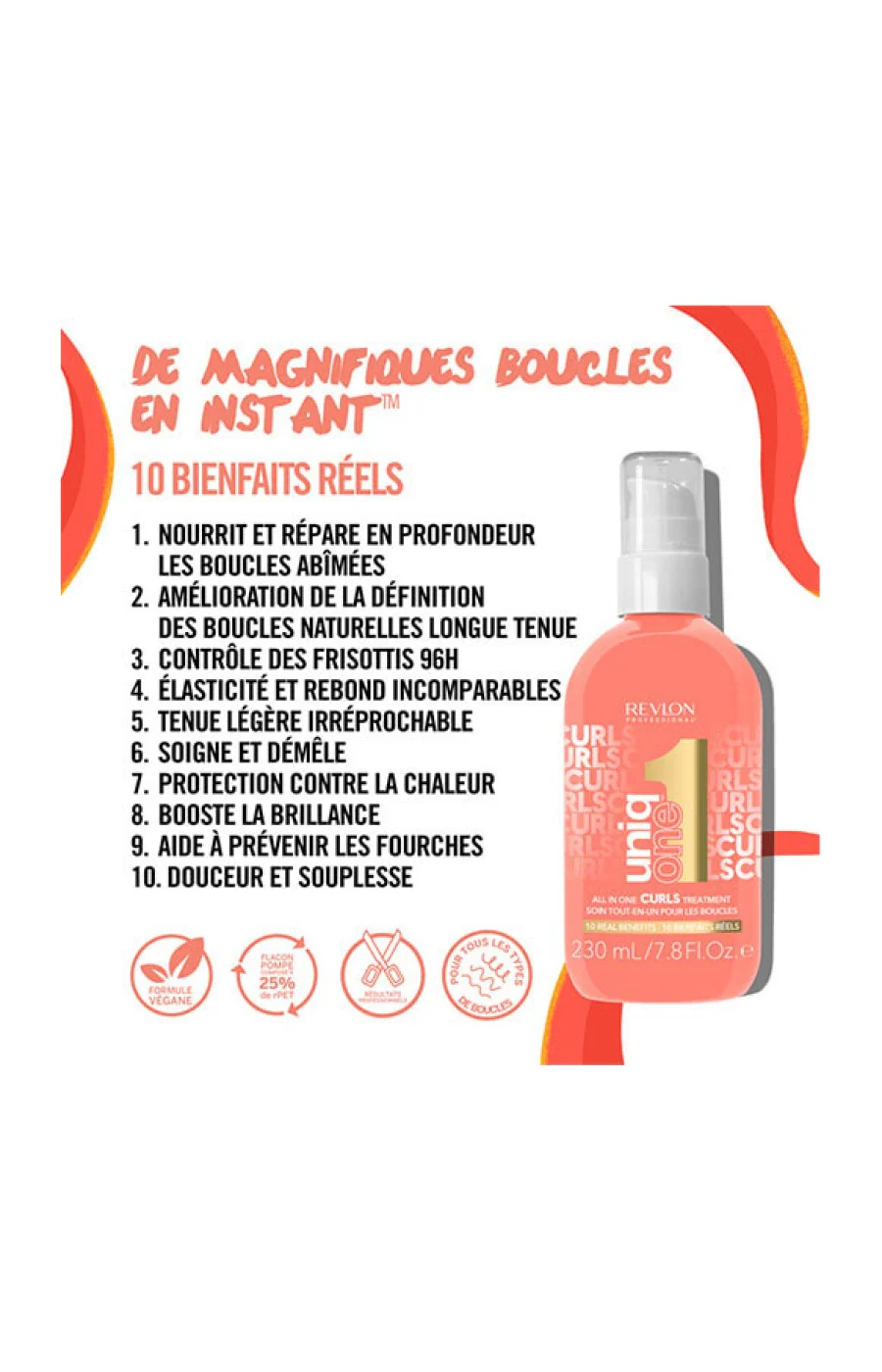 Soin sans rinçage 10 bienfaits - Uniq One - Cheveux bouclés - 230 ml - Image 3