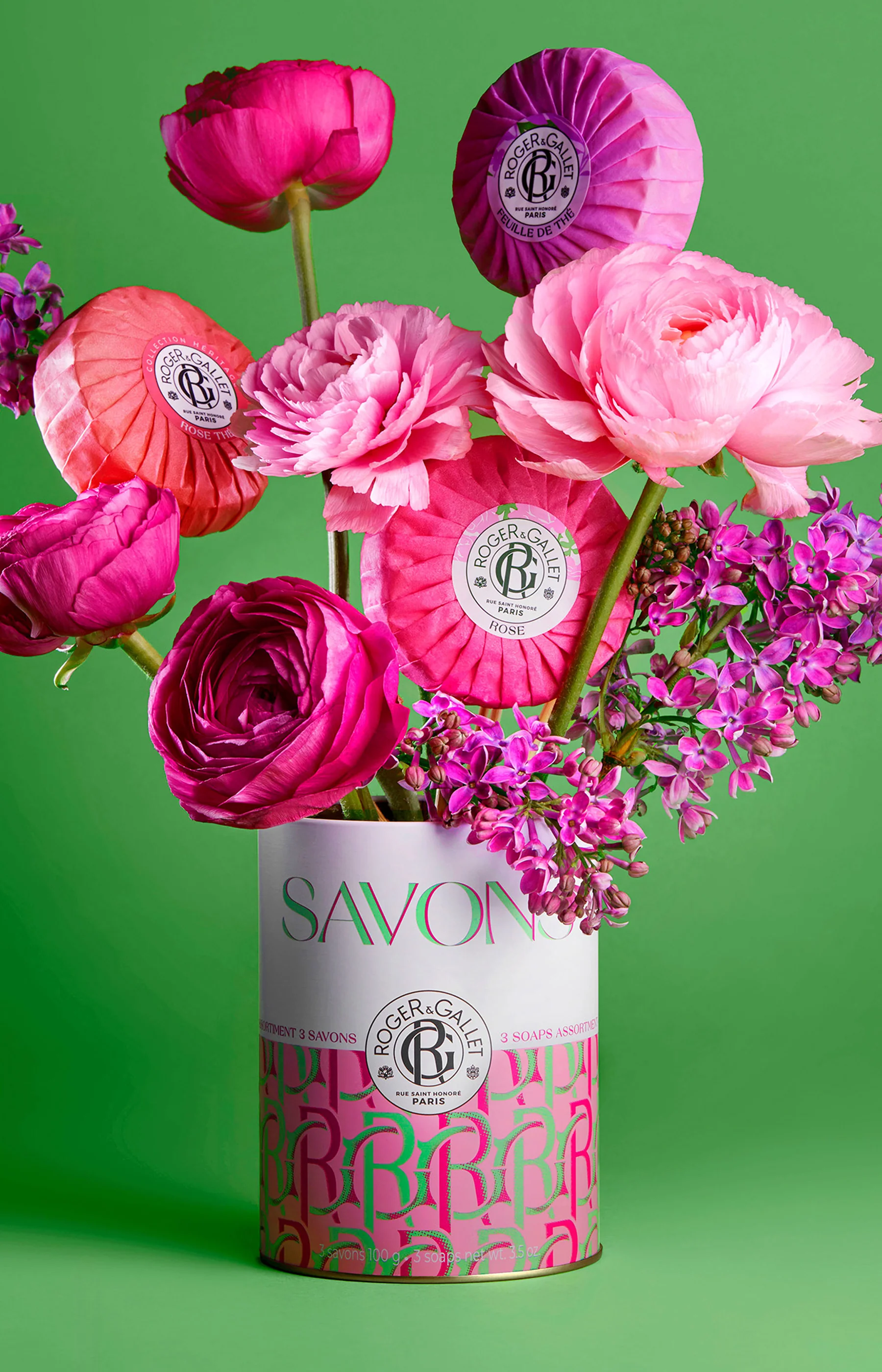 Coffret savons parfumés - Rose, feuille de thé & rose thé - 3 x 100 g - Image 2