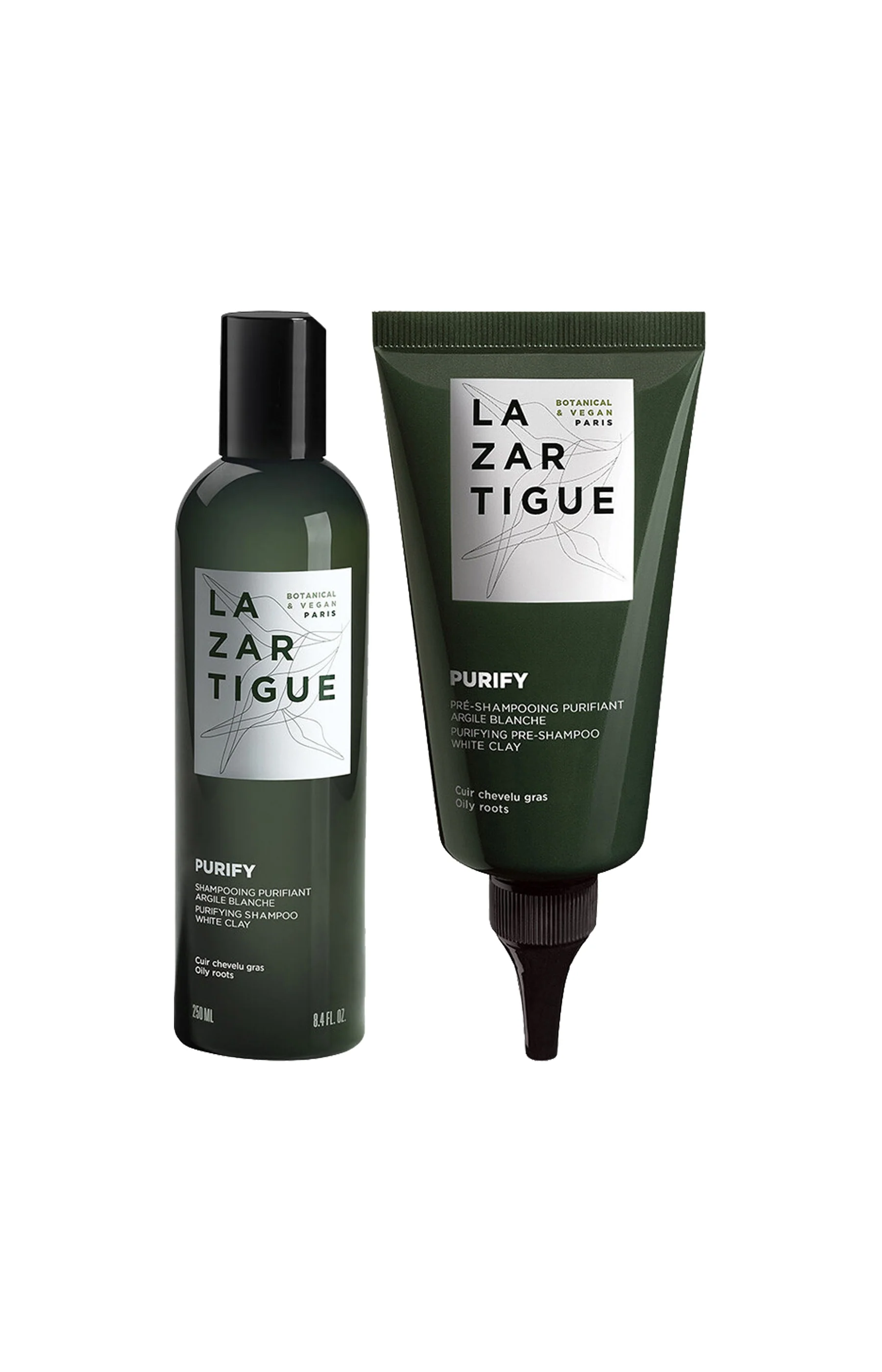 Pré-shampoing & shampoing purifiant régulateur de sébum - Argile blanche - Cuirs chevelus gras