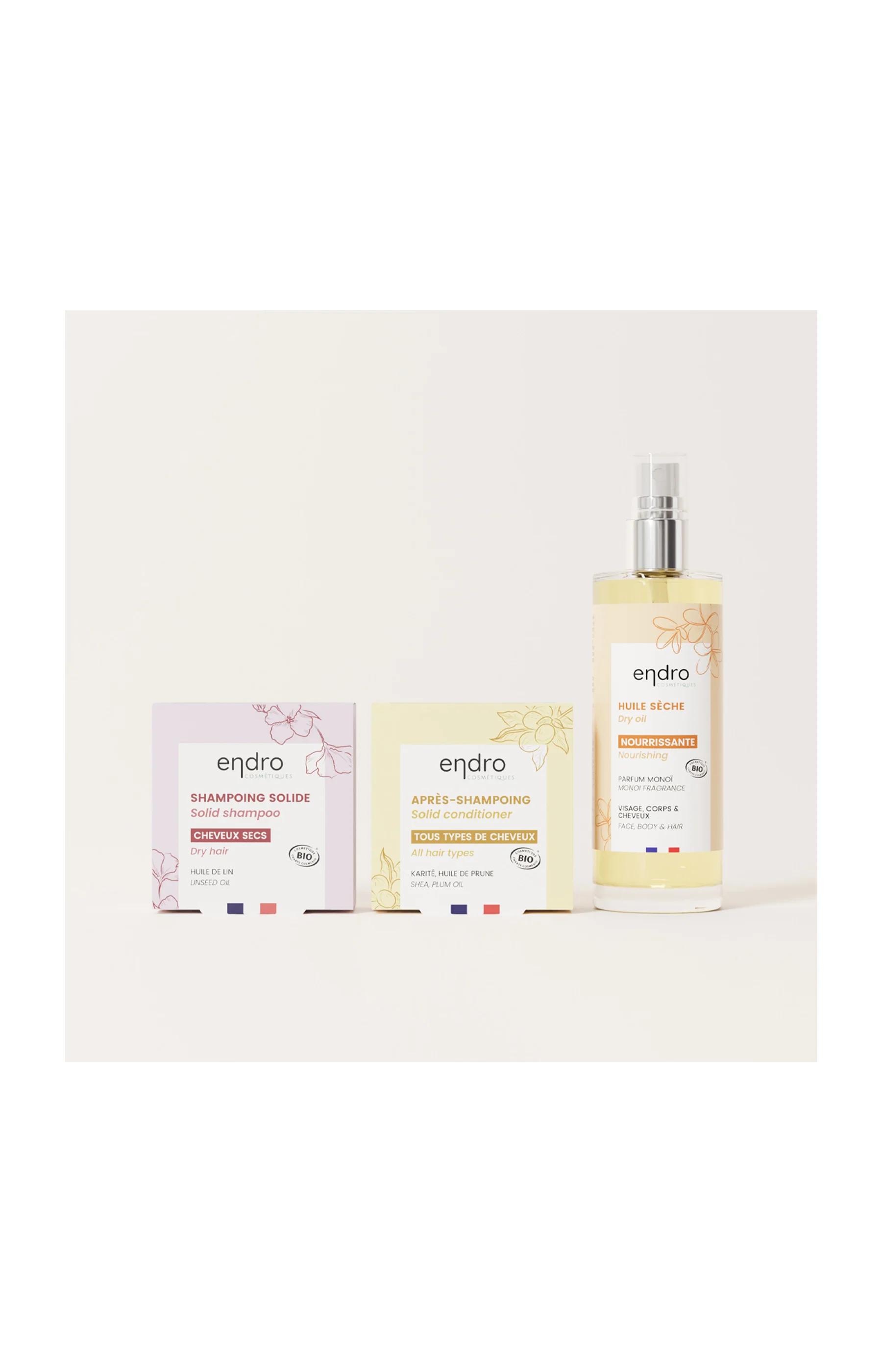 Shampoing, après shampoing & huile sèche - Cheveux secs