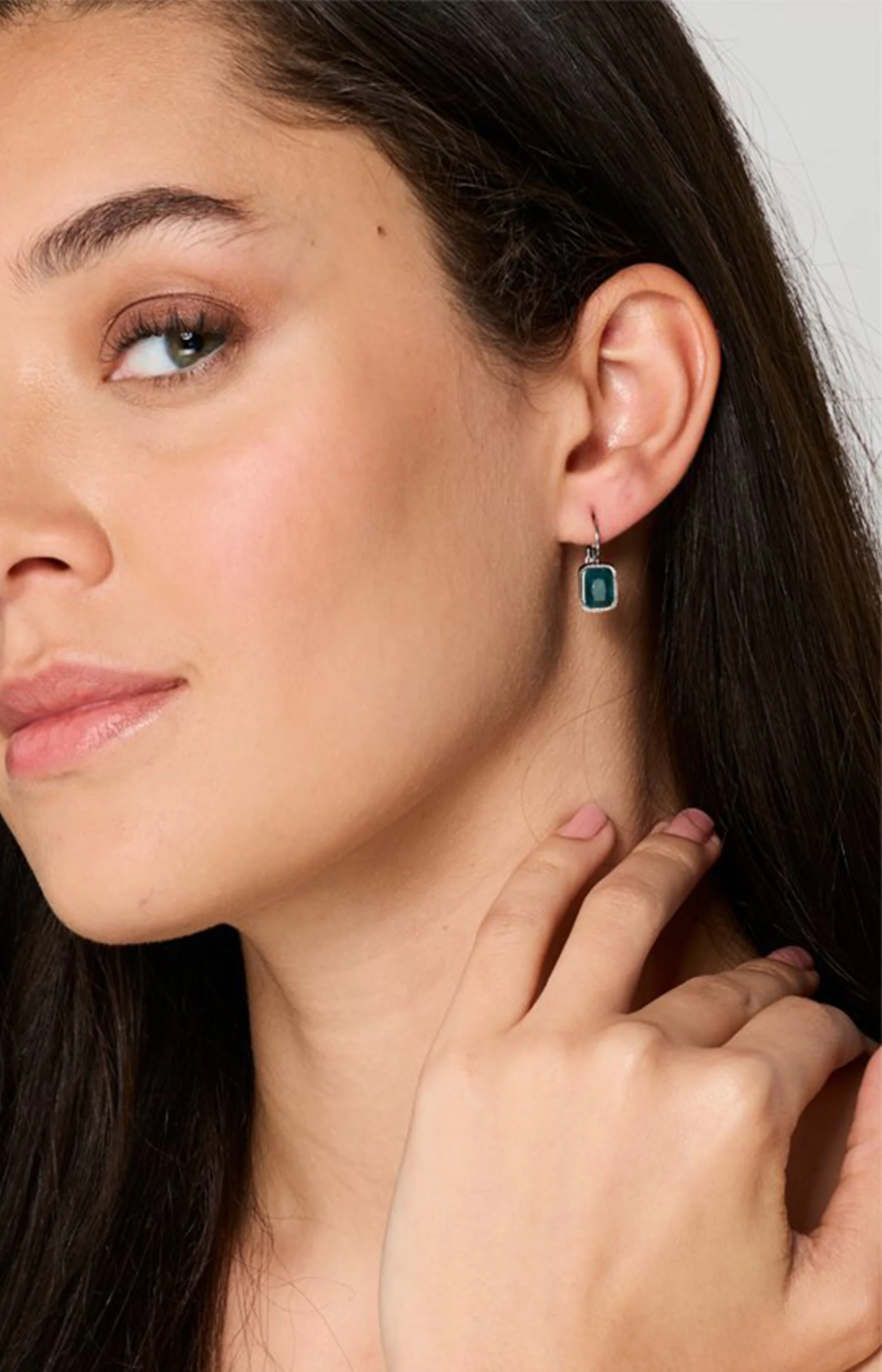Boucles d’oreilles - Acier inoxydable & apatite - Doré & bleu - Image 2