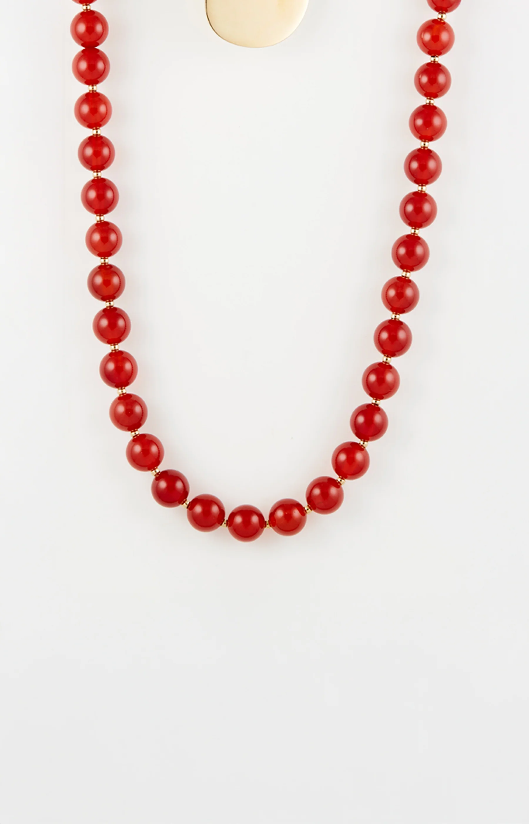 Collier - Acier inoxydable & cornalines - Doré & rouge - Image 2